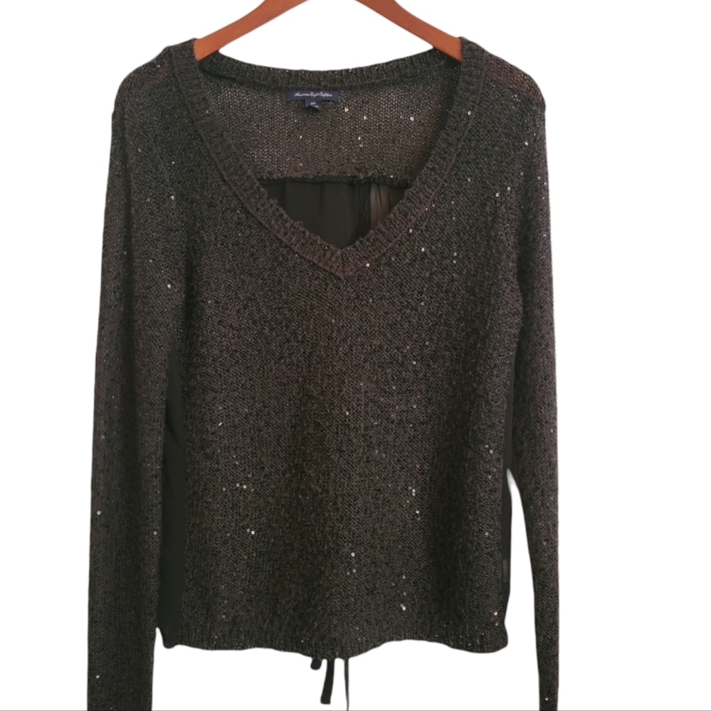 American Eagle size med black sweater with   sequence